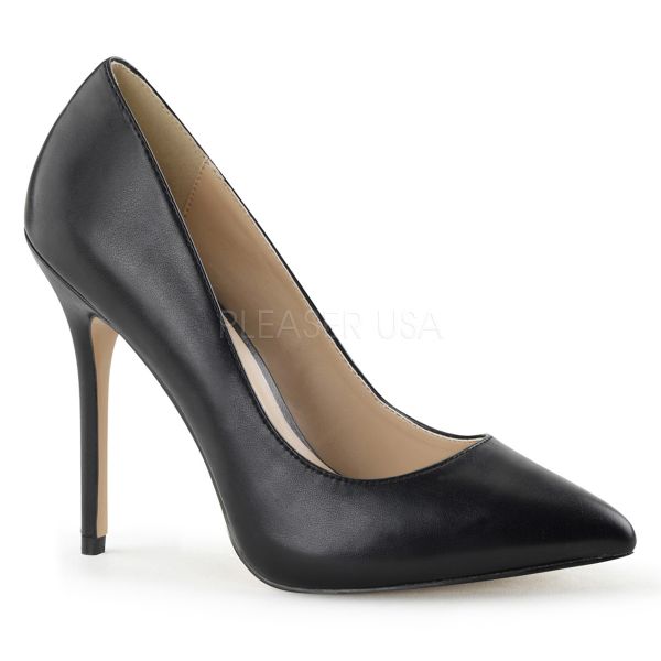 Klassische schwarze High Heel Pumps in Lederoptik AMUSE-20